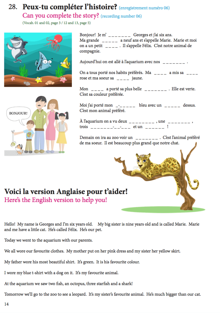 French story with audio support for children
